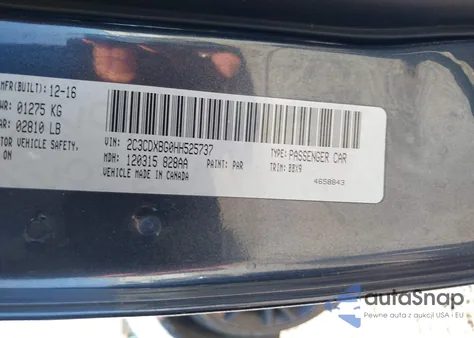 2017 Dodge Charger Se Rwd from USA, damaged, VIN 2C3CDXBG0HH525737